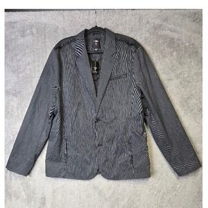 Guess Kemsey LS Blazer XXL Mens Black Gray Striped‎ Jacket Modern Coat